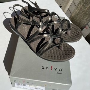 NIB Provo by Clarks Topset Open Toe Slingback Sandals Pewter size 41